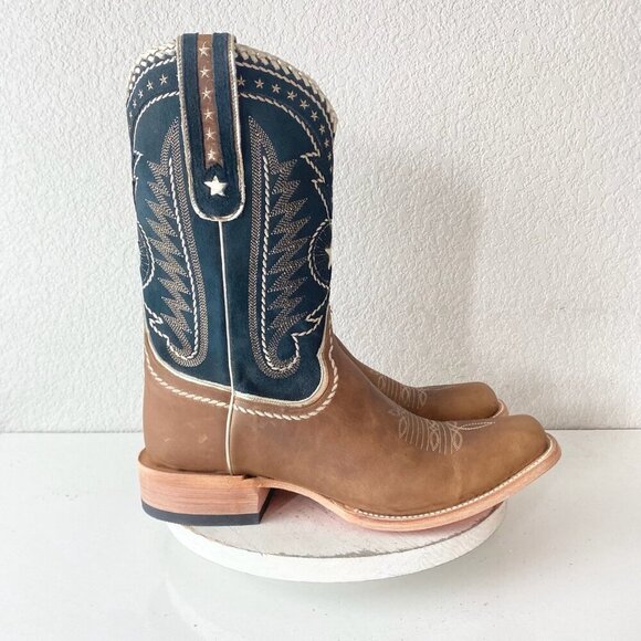 Lane RODEO HOUSTON Mens Cowboy Boots Size 15B Brown Leather Western Blunt Toe - Picture 2 of 11